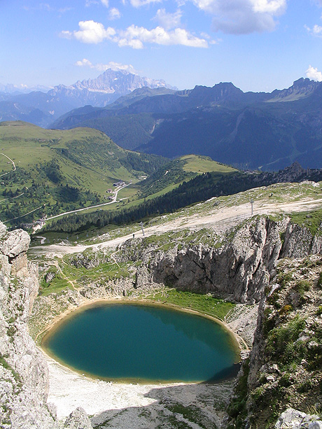 Alpine lake in the dolomites alta badia photo